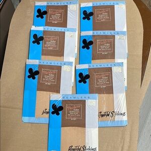 Vintage lot of 7 1960s era Seamless Beautiful Stockings Tights size 10